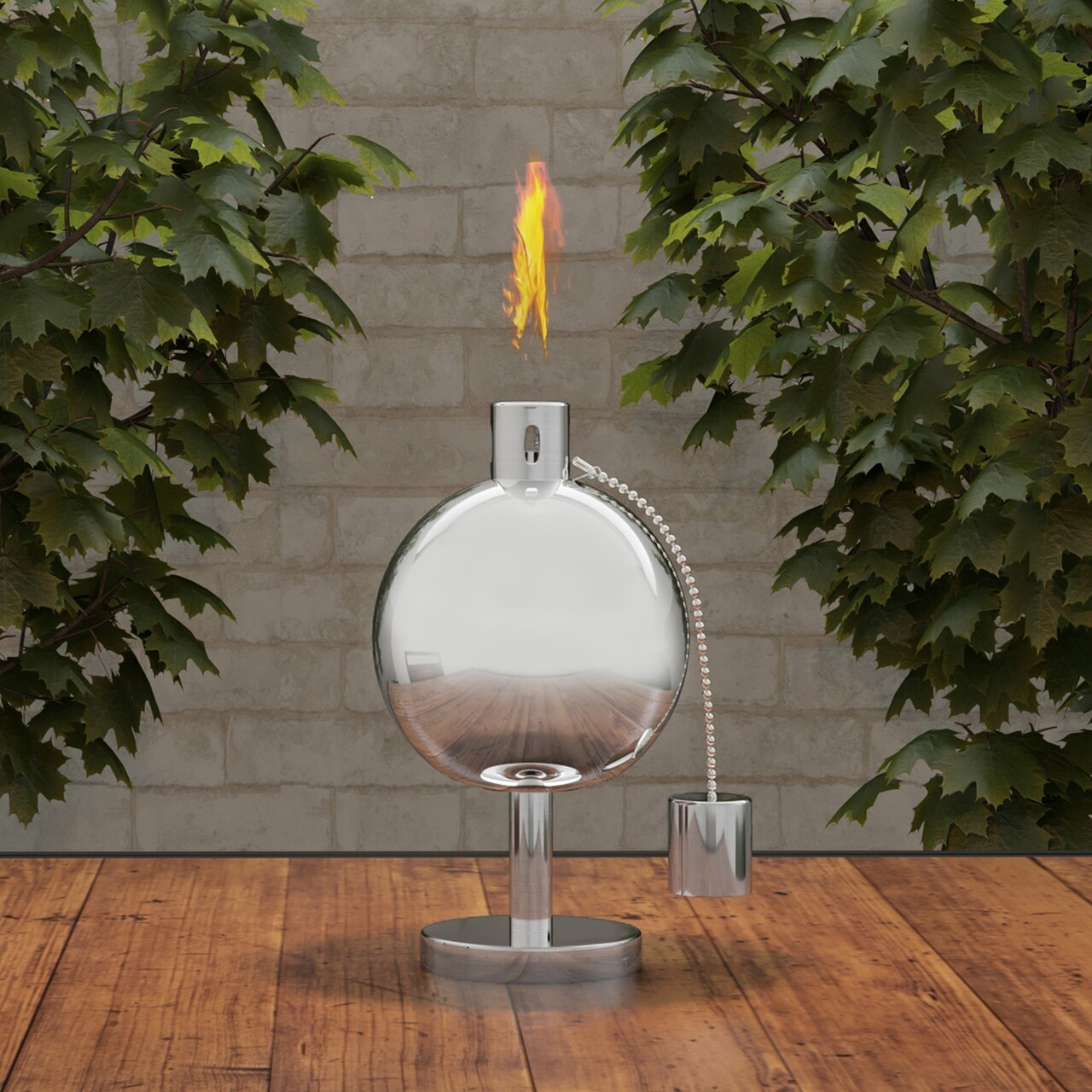 Stainless Steel 10 Inch Tabletop Torch Lamp Outdoor Citronella Fuel Canister